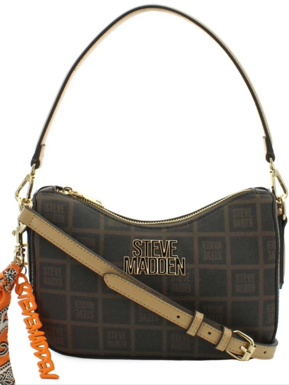 👜 Steve Madden BFlorina Brown Logo Print Crossbody Strap Handbag (NWT)